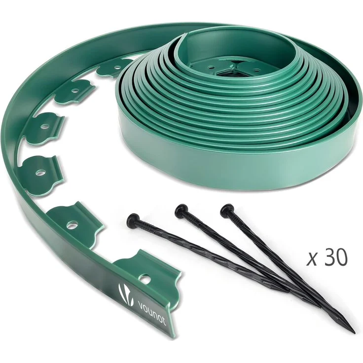 Flexible Rasenkante Kunststoff, mit 30 Erdanker, 10m x 5cm, Grün – Bild 1