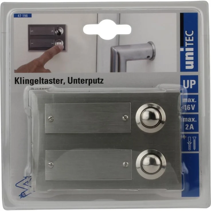 UNITEC 47198 Edelstahl-Klingeltaster 2-Fach, Unterputz – Bild 2