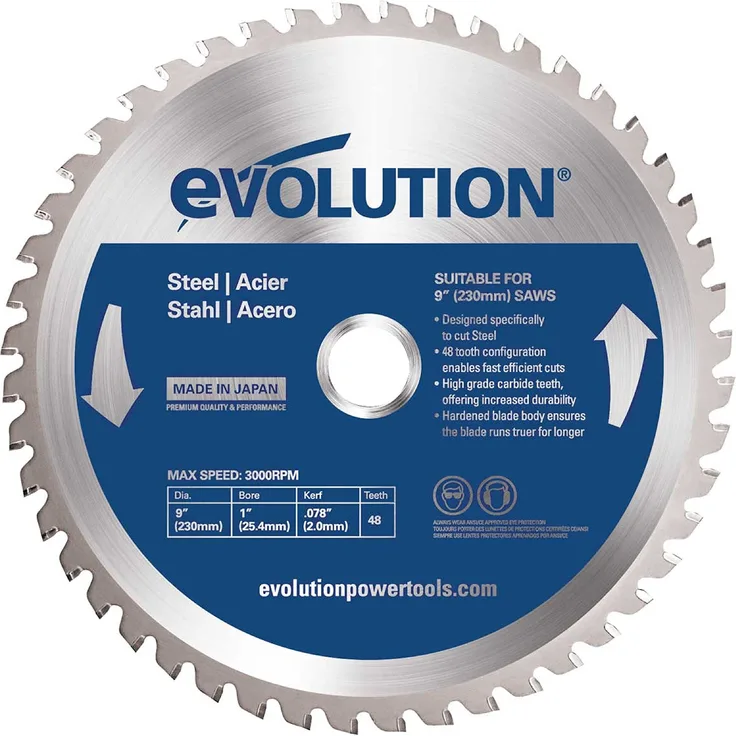 Evolution Evoblade 230 AL Kreissägeblatt für Stahl, 230 mm, Wolframcarbid (TCT)