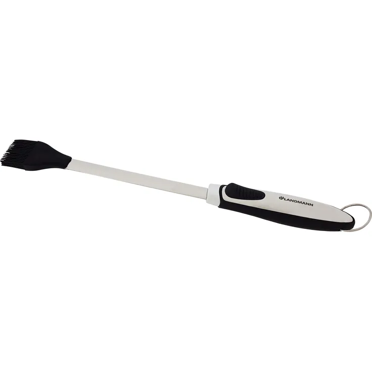 LANDMANN Grillpinsel, Edelstahl, Silikon, 42 cm, silber, Ergonomischer Griff