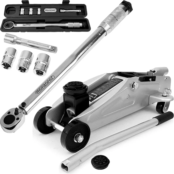 Deuba Hydraulischer Wagenheber 3t inkl. Gummiauflage  Drehmomentschlüssel 6tlg. 1/2 28-210Nm Vorteilsset – Bild 1