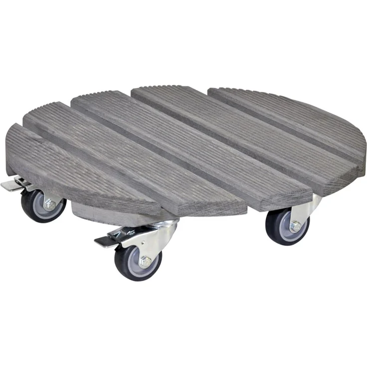 WAGNER Pflanzenroller CREO Ø 38 cm I Pflanzenroller & Blumenroller für Außenbereich + Innenbereich, grau I Kübelroller aus Holz mit 2 Total-Feststellern I Tragkraft 200 kg I Made in EU ?20086301 – Bild 1