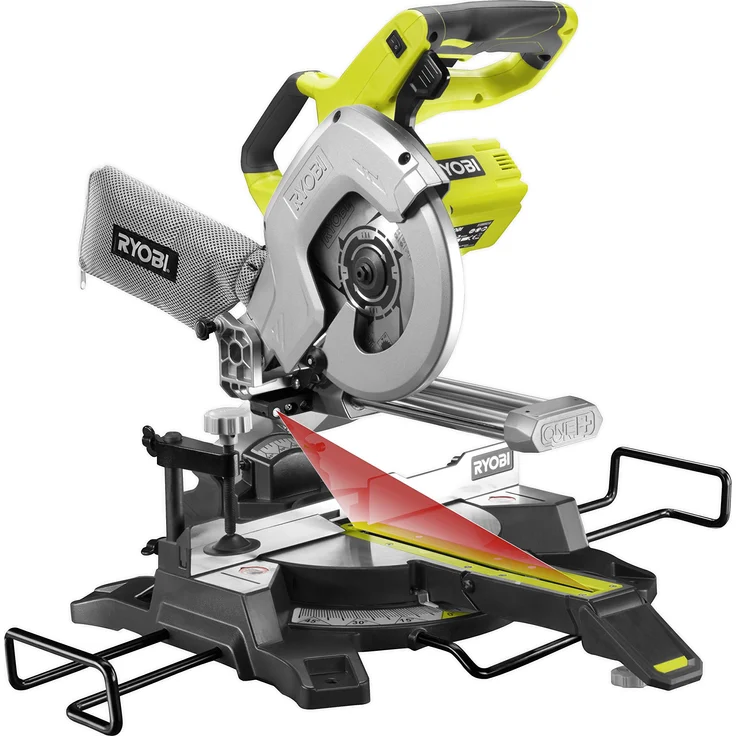 Ryobi R18MS216-0 Akku Kapp--Gehrungssäge 18V R18MS216-0, Kappsäge mit Zugfunktion, stufenloser Gehrungswinkel, Neigungswinkel 0° - 45°, Tischplatte aus Aluminium-Druckguss, GipZone, One+ – Bild 1