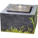 Granimex Quader Polystone Wasserquelle mit Pumpe und LED-Beleuchtung Wasserspiel 50x50x35 cm