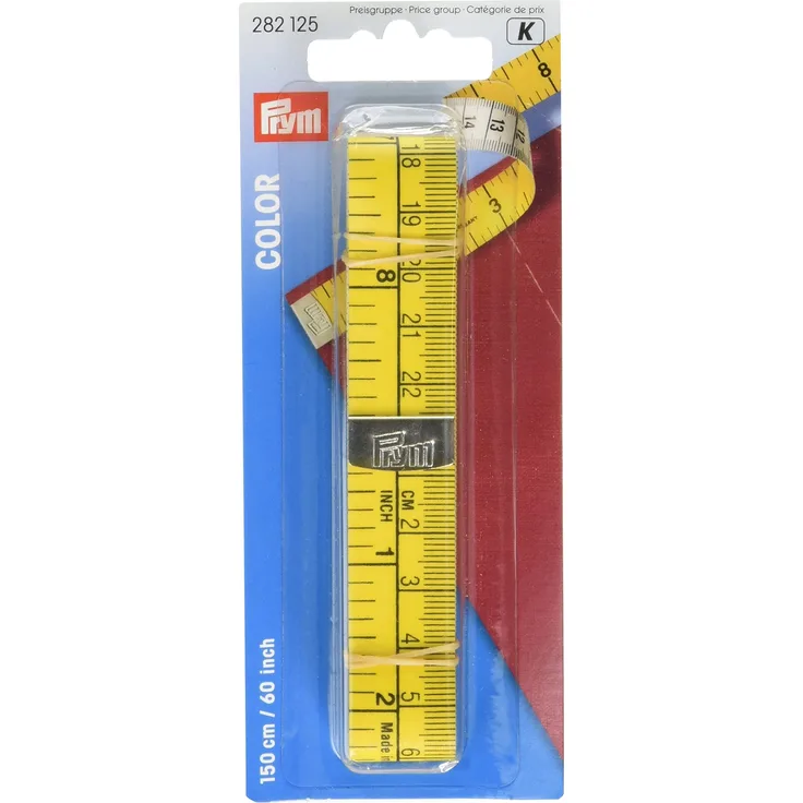 Prym Maßband Color Analog 150 cm 60 inch, Poly-Fiber-Gewebe, gelb, weiß