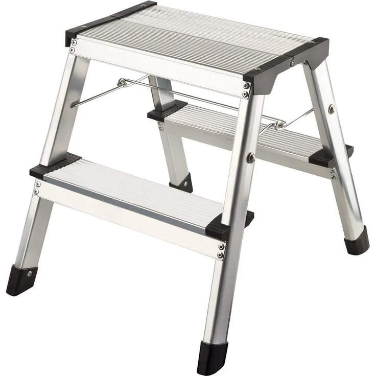 Aluminium Tritt - Leiter Trittleiter Klapptritt 2 x 2 Stufen bis 150 kg belastbar, Höhe: ca. 40 cm - Flexilife