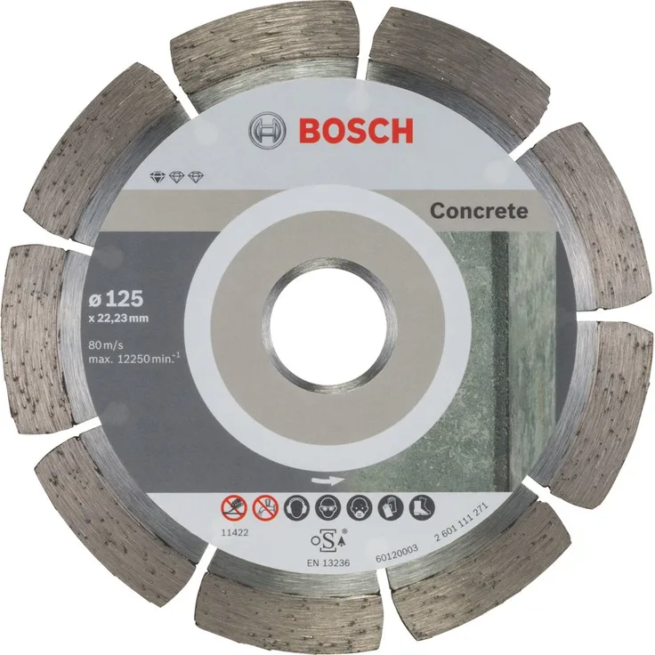 Bosch Professional 10 Stück Diamanttrennscheibe (für Beton, Ø: 125 mm, BohrungØ: 22,23 mm, Zubehör für Winkelschleifer)