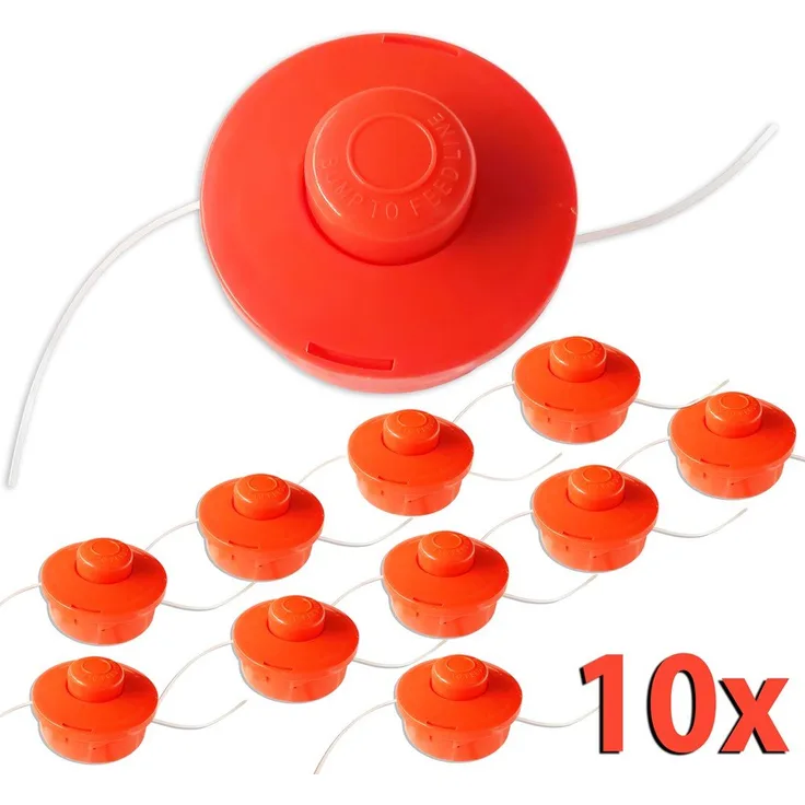 Nemaxx 10x FS1 Fadenspule mit Tippautomatik Doppelfadenkopf Fadenkopf Mähkopf Mähfaden Nylonschnurrolle Grasschneider Zubehör Ersatz Spule für Benzin Motorsense - Orange