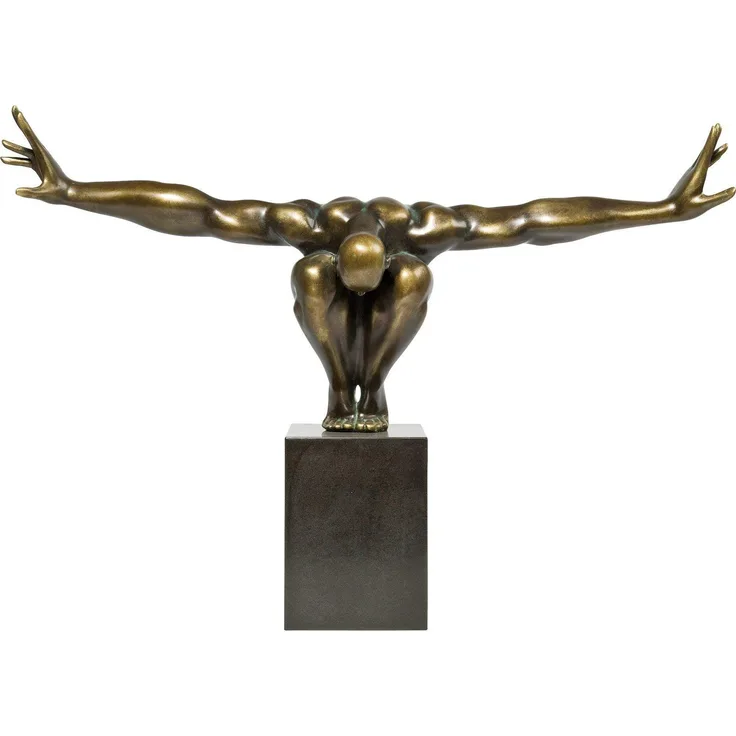 Kare Design Deko Objekt Athlet, Bronze, moderne, große Dekorationsfigur auf Marmor Sockel, Fitness Statue Design Mann, Skulptur, (H-B-T) 52x75x23cm