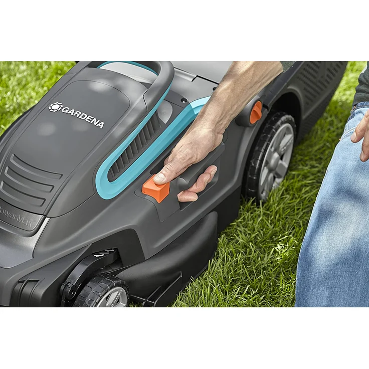 GARDENA PowerMax 1600/37 Elektrorasenmäher: Rasenmäher bis 500 m², 37 cm Schnittbreite, 45 l Fassungsvolumen, Schnitthöhe 20-60 mm, klappbares Gestänge, ergonomischer Handgriff (5037-20) – Bild 2