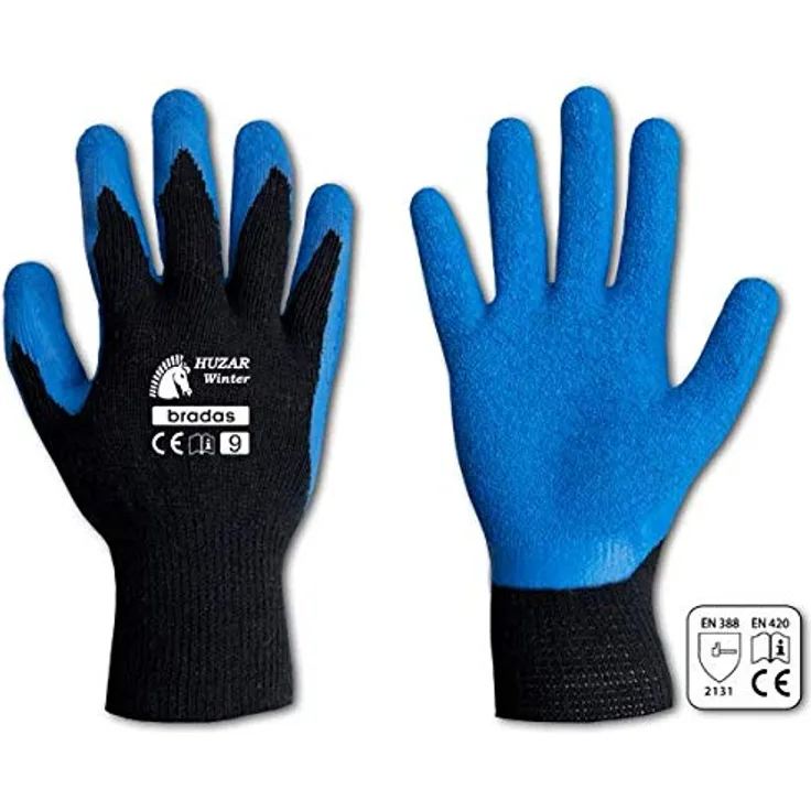 Bradas RWHW10 12 Paar Winterarbeitshandschuhe mit Latexbeschichtung Größe 10, blau, 7 x 3 x 3 cm