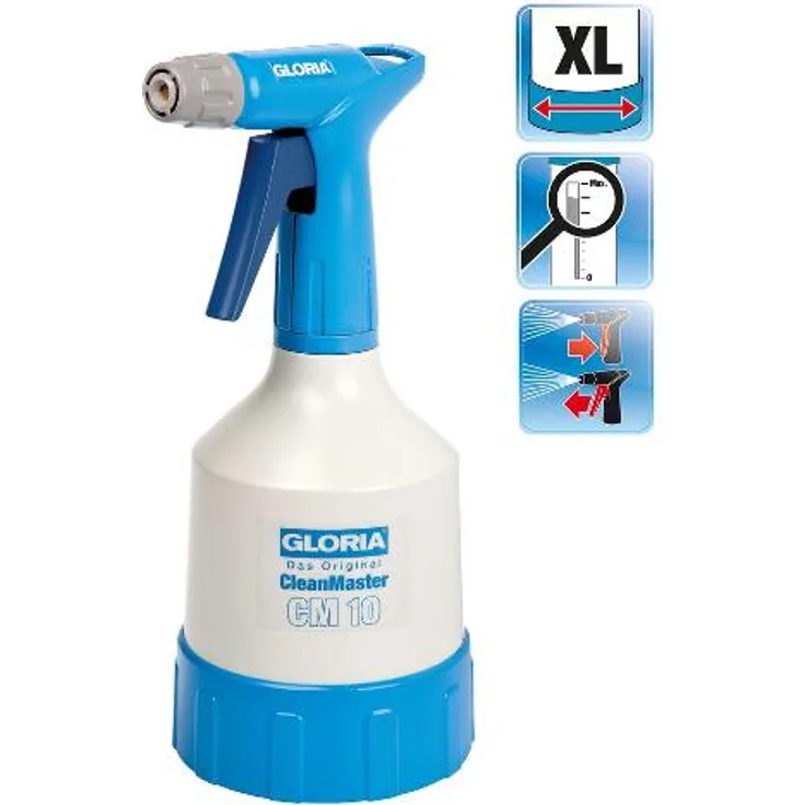 GLORIA Feinsprüher CleanMaster 1,0 L, für Säuren und Laugen pH 2 bis 12