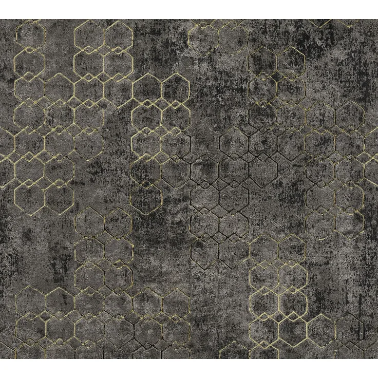 Livingwalls Vliestapete New Walls Tapete Urban Grace geometrisch grafisch 10,05 m x 0,53 m metallic schwarz Made in Germany 374246 37424-6
