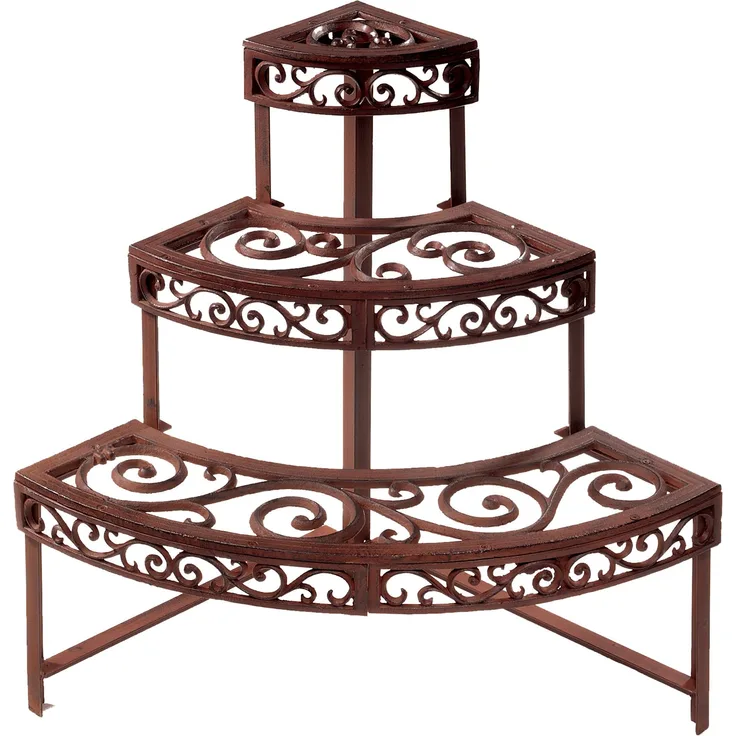 Esschert Design Blumentreppe Gußeisen Ecke 1-4-rund, braun, 49x49x65.5 cm, BPH32