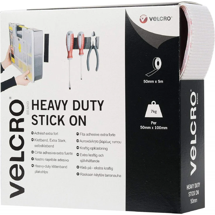 VELCRO - Heavy Duty Stick on Tape 50mm x 5 Meter weiß - Klettband zum Aufkleben Haft und Flauschteil EXTRA STARK(BxL) 50mm x 5 Meter wei? - Preisvergleich – Bild 1