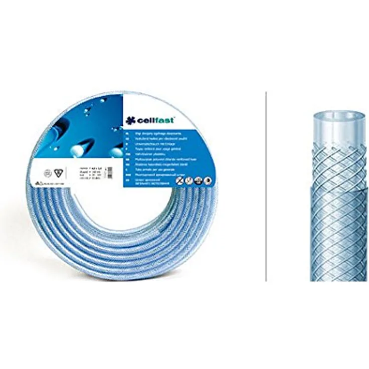 Cellfast Universalschlauch mit Einlage, flexibler PVC Schlauch mit Textilverstärkung zum Durchleiten unter Druck, 25x4,5mm, 50m, 20-109