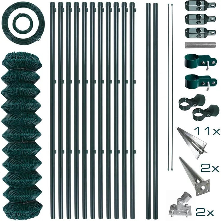 Maschendrahtzaun Komplettset 1,0 x 25 m Zaunset Gartenzaun Einschlaghülsen Zaun