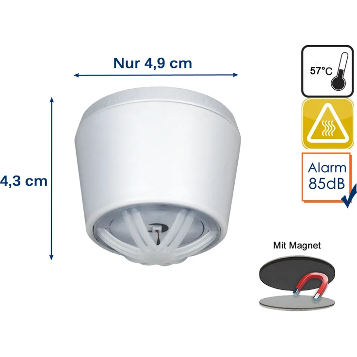 ElroMini Hitzemelder mit Magnethalter, ideal für Küche oder Badezimmer