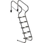 Ideal Eichenwald Edelstahl Pooltreppe mit Sicherheitsstufe 5-stufig V2A von Ideal