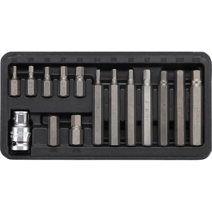 Kraftmann 5070 Bit-Satz Antrieb Außensechskant 10 mm (3-8'') Innensechskant 15-tlg.
