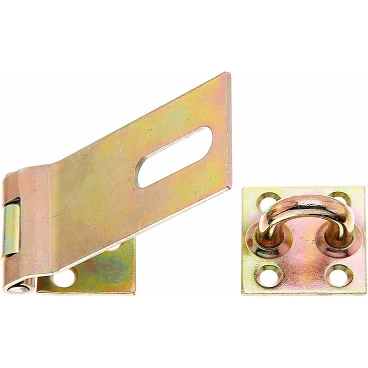 GAH-Alberts 348366 Sicherheits-Überfalle, galvanisch gelb verzinkt, Plattengröße: 37 x 38 mm/Länge Überfalle: 93 mm