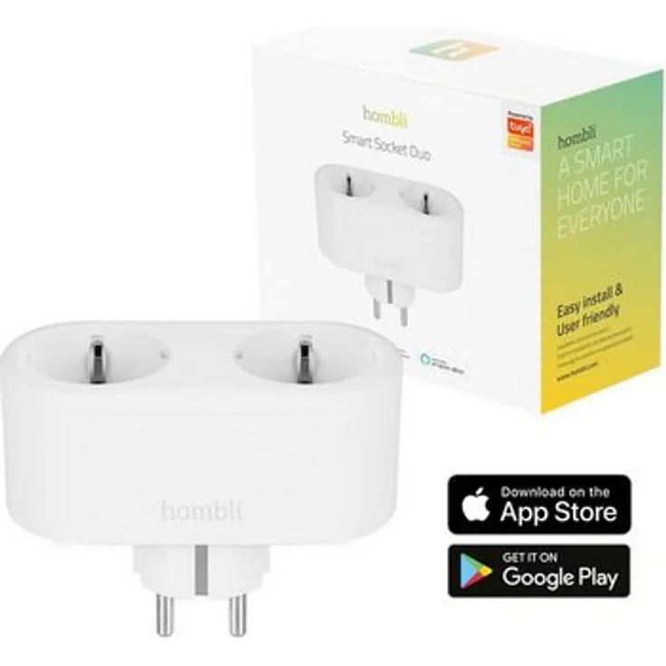 Hombli »Smart Duo-Steckdose EU« Smarte Steckdose, WLAN-Fernsteuerung, Zeitschaltuhr, Stromverbrauchanzeige, kompatibel mit Amazon Alexa und Google Home, Fernsteuerung über e Hombli App