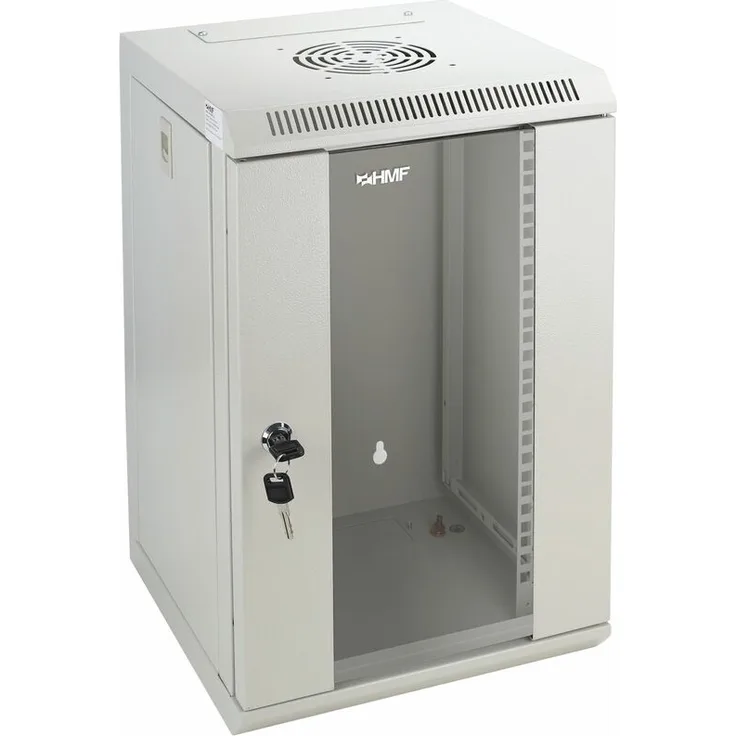 HMF 63309-07 Serverschrank 10 Zoll, 9 HE, Netzwerkschrank, 31,2 x 30 x 48,3 cm, lichtgrau