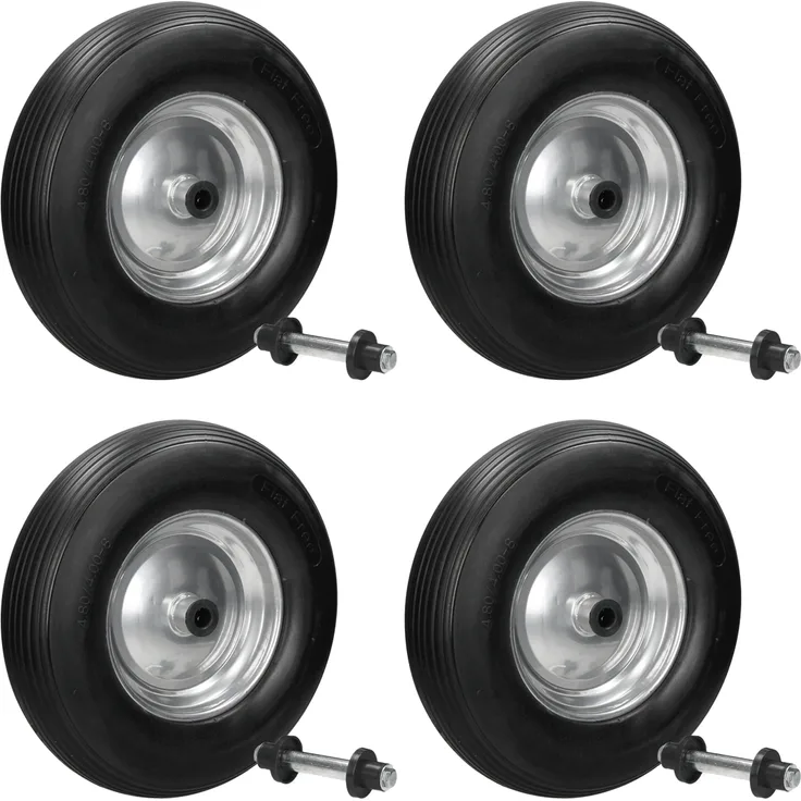 4 x Schubkarrenrad PU 4.80/4.00-8 390 mm schwarz