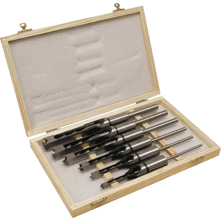 Holzmann STM26B Stemmbohrer-Satz quadratisch in Holzkassette 6-8-10-12-14-16 mm
