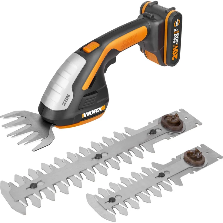 Worx 20V Gras- und Strauchschere WG801E mit Akku und Ladegerät, inkl. 3 Verschiedene Messer