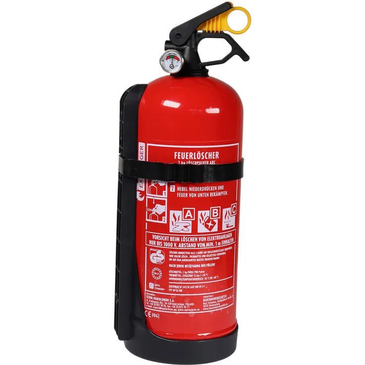 Autofeuerlöscher Pulver GP-2x ABC mit Halterung 2 kg mit Manometer auch für Boot 
