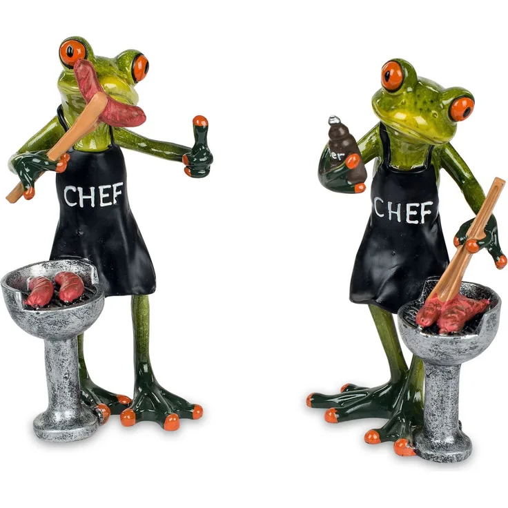 Formano 2er Set lustige Frösche Figur Grillmeister Frosch frog Poly 17 cm