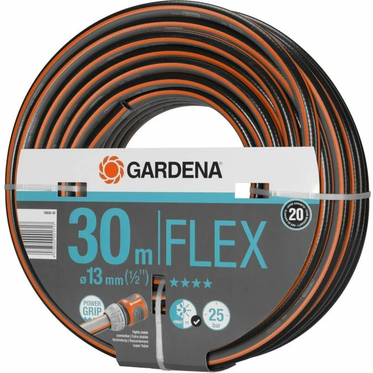 GARDENA Comfort FLEX Schlauch 13 mm (1/2''), 30 m Formstabiler, flexibler Gartenschlauch mit Power-Grip-Profil, aus hochwertigem Spiralgewebe, 25 bar Berstdruck, ohne Systemteile (18036-20) – Bild 1