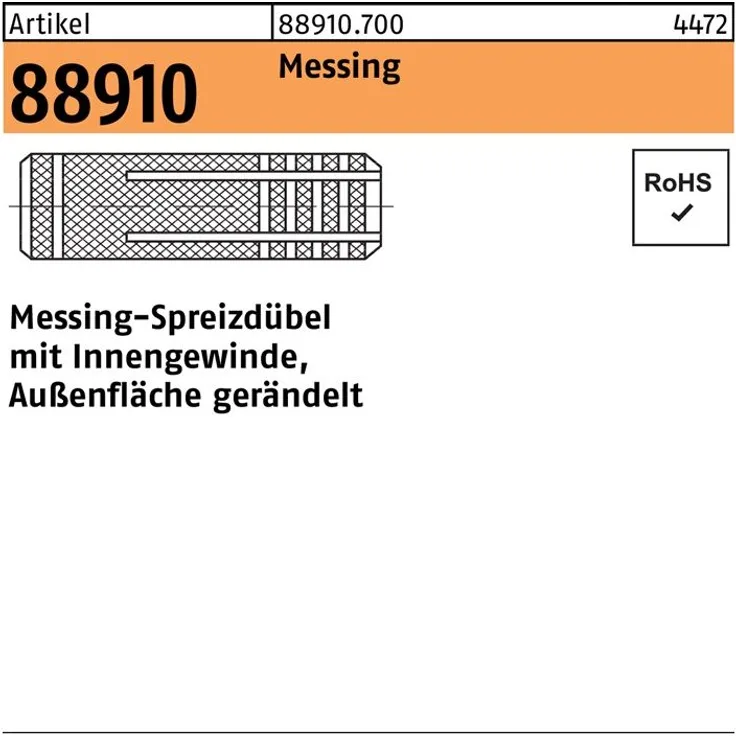 Reyher Spreizdübel R 88910 M 12 -15 x 38 Messing