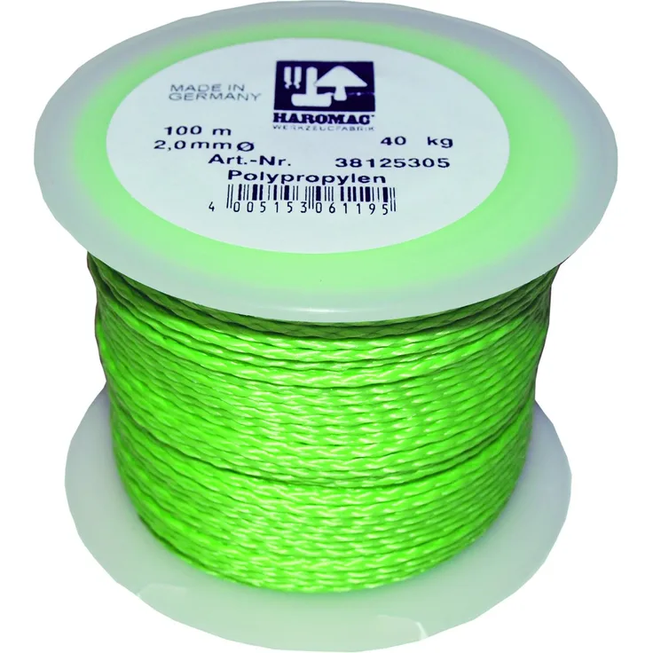 Haromac 38125305 Maurerschnur grün, 2mmx100m, PP, fluoriszierend