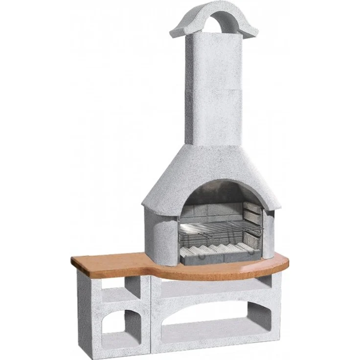 Buschbeck 90076.000 Bozen Holzkohlegrillkamin, weiß-terra, 206 x 110 x 65 cm, Grillfläche 53 x 34 cm – Bild 1