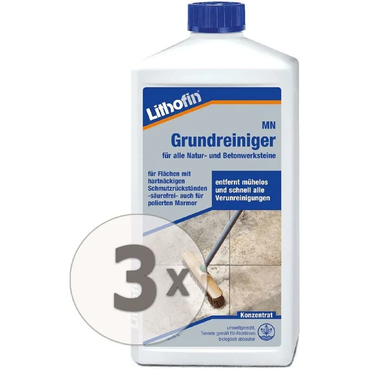 MN Grundschutz Imprägnierung für Steinflächen, 3 x 1 Liter - Lithofin