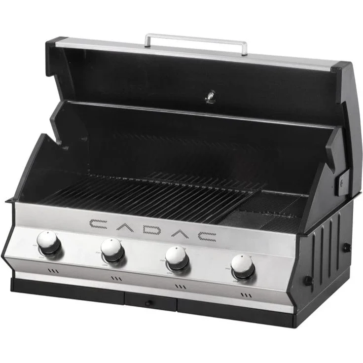 CADAC Meridian Einbaugrill Gasgrill, 4 Brenner, Edelstahl, mit Thermometer, mit Warmhalterost – Bild 2