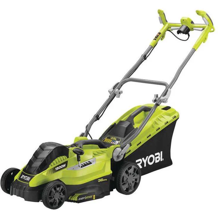 Ryobi Elektro-Rasenmäher RLM15E36H, Grasmäher mit 1500 W, 36 cm Schnittbreite, 5-stufige zentrale Schnitthöhenverstellung, EasyEdge Rasenkamm, inkl. Mulchkeil, 45 l Grasfangsack, Art.-Nr. 5133002345 – Bild 2