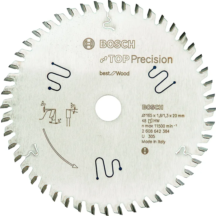 Bosch Professional Kreissägeblatt Top Precision Best for Wood (für Holz, 165 x 20 x 1,8 mm, 48 Zähne, Zubehör Kreissäge)