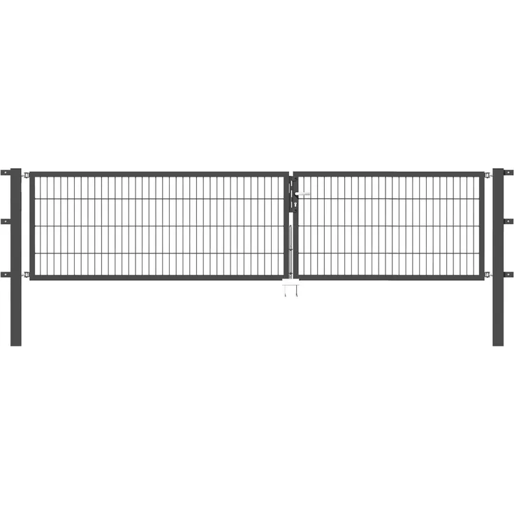 GAH Stabgitter-Doppeltor mit breitem Flügel, grün RAL 6005 3,5 m 200 cm