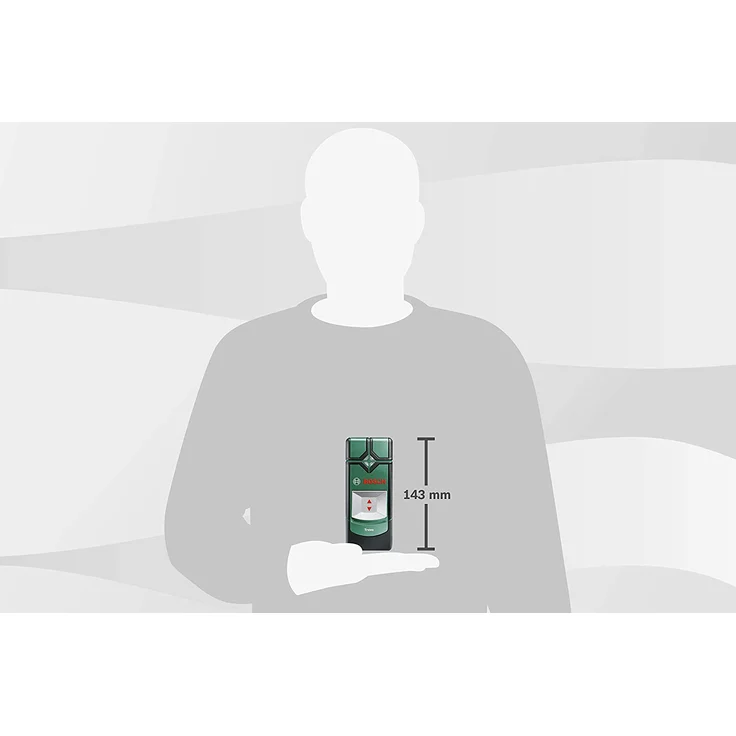 Bosch Truvo Ortungsgerät (für Metall, stromführende Leitungen in 70-50 mm Erfassungstiefe, Kartoninhalt: Truvo, 3x AAA Batterien) mit Batterien – Bild 10