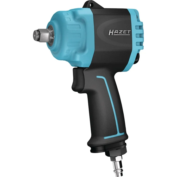 Hazet Mini Schlagschrauber (12,5 mm (1-2“) Vierkantabtrieb, extra kurz und leicht: 110 mm bei 1,3 kg, extrem hohes max. Lösemoment Dank Neuer Twin Turbo Technologie: 1600 Nm) 9012MTT, blau-schwarz – Bild 1