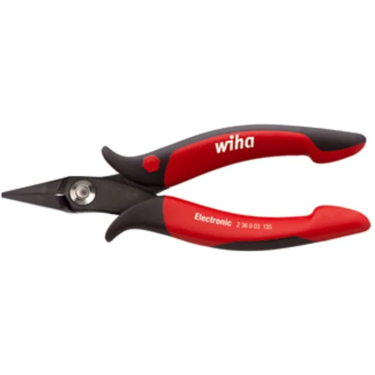 Wiha Electronic Spitzzange mit schmalem, kurzem Kopf - isolierte Zange mit nicht abgewinkelten Greifbacken, ohne Öffnungsfeder - 135 mm