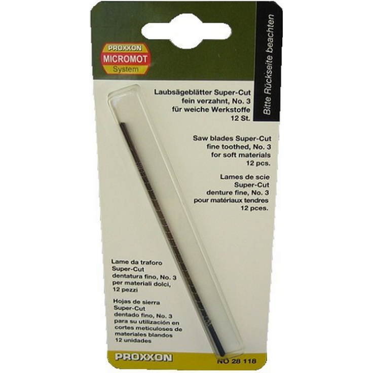 PROXXON 28118 Super-Cut Laubsägeblätter fein verzahnt ohne Querstift 12 Stück