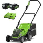 Greenworks Akku-Rasenmäher G24X2LM36 Li-Ion 2x24V 36cm Schnittbreite bis zu 250m² 40L Grasfangkorb 5 mit 2x 4,0 Ah Akku und Ladegerät