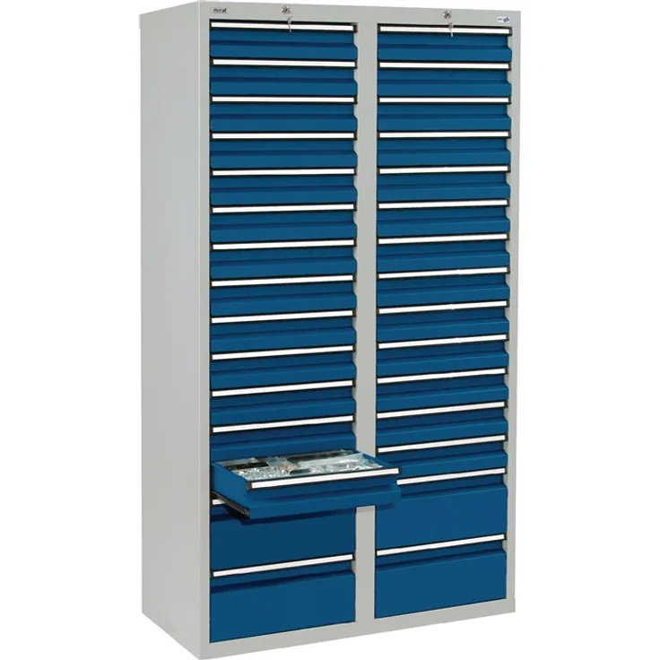 Schubladenschrank H1800xB1000xT500mm lichtgrau/lichtgrau 30 Schubl.STUMPF