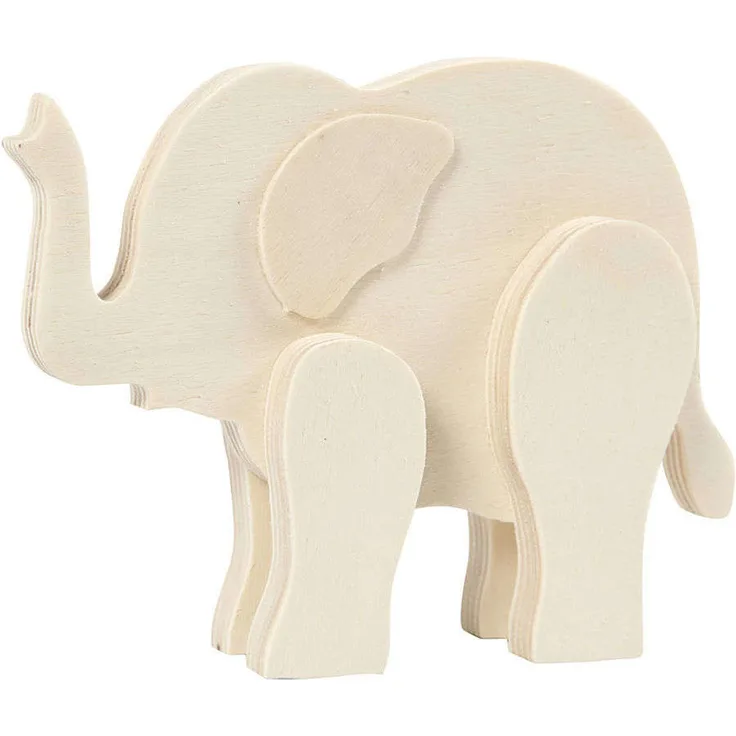 Tierfigur, Elefant, H: 12 cm, B: 16 cm, Holz, 1 Stück