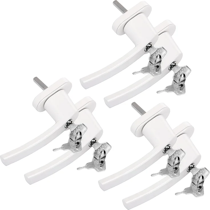 Fenstergriffe abschließbar 6x aus Aluminium weiß inkl. Schlüssel - Fenstersicherheitsgriff abschließbarer Fenstergriff Kindersicherung