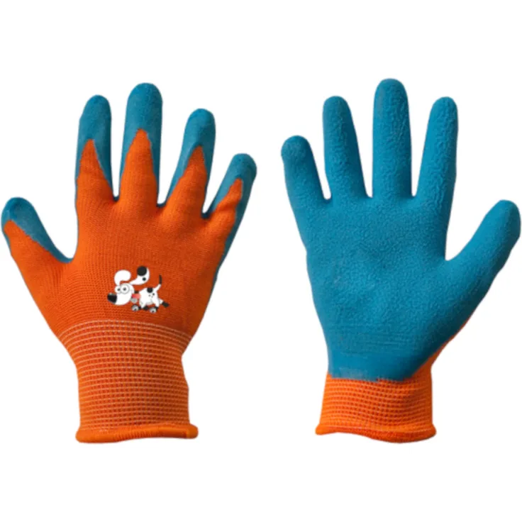 Kinder Arbeitshandschuhe mit Latexbeschichtung orange,blau 2